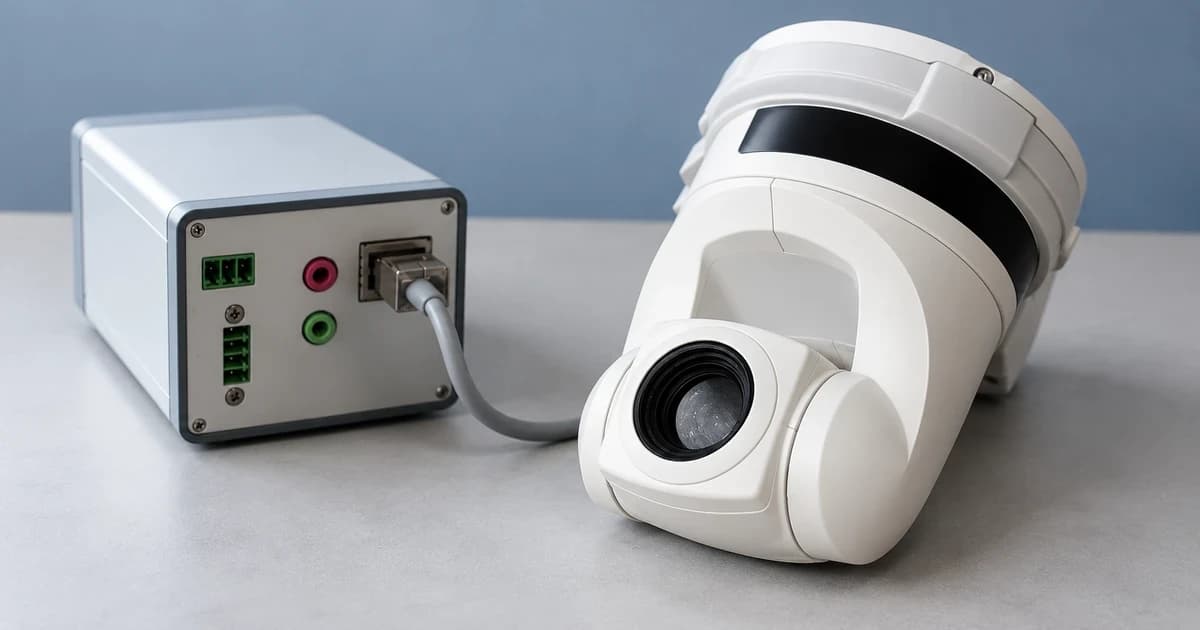 Photo-based edited illustration of two separate camera exteriors on a plain tabletop