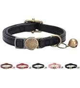 Leather Cat Collar with Bell Breakaway- Adjustable — collection imagery