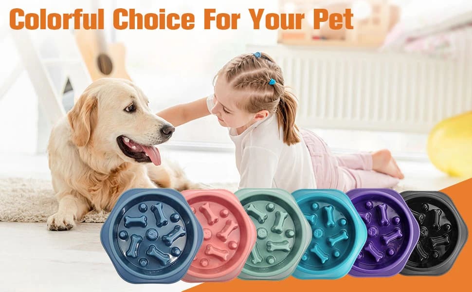 Slow Feeder Dog Bowl — Anti-Chocking Slower Feeding Pet Puzzle Bowls — product details