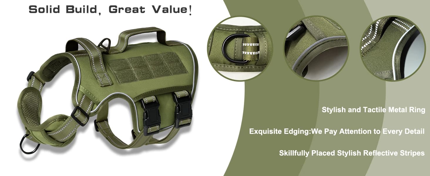 Dog Harness for Large Dogs — No Pull Tactical Vest with Front Clips — Built to Last — Designed to Impress: The Ultimate All-in-One Dog Harness.