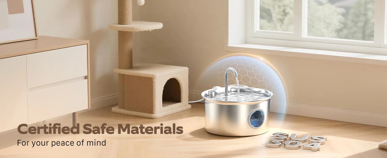Cat Water Fountain Stainless Steel: Cat Fountain for Drinking - 88oz/2.6L — product details