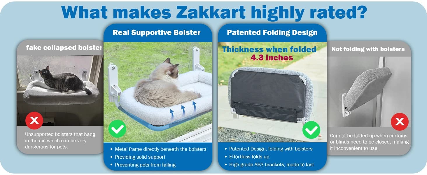 Foldable Cat Hammock for Window (White Bolster Bed — product details