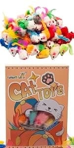 Cat Mice Toy 18-Pack Plush Catnip-Filled Mice Toys for Indoor Cats - Realistic Design — 9 Assorted Colors — product details