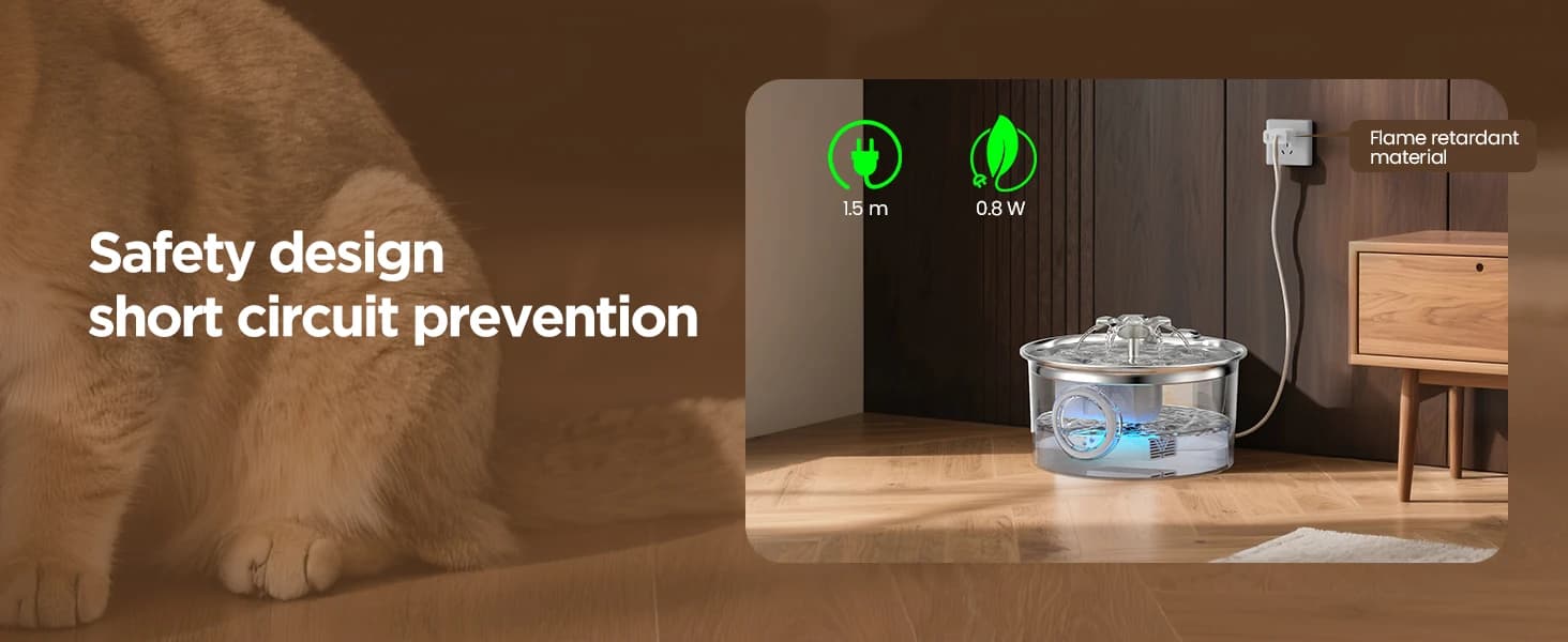 Stainless Steel Cat Water Fountain: 88oz/2.6L Pet Fountain for Drinking — product details