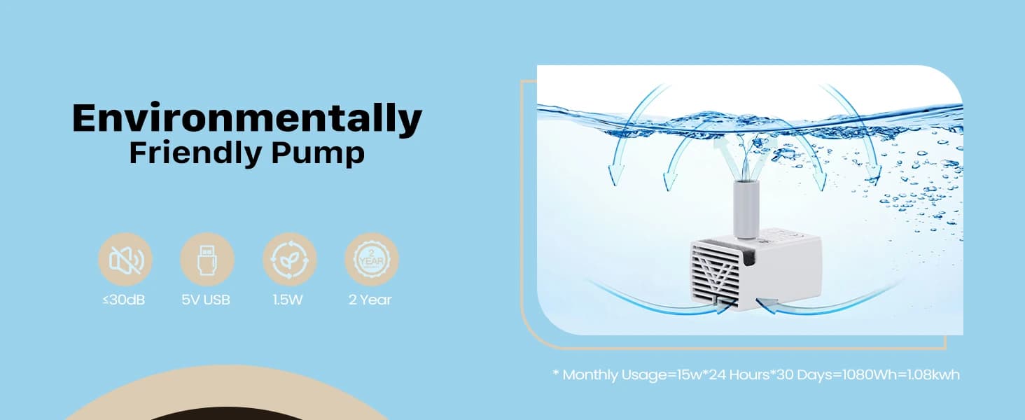 Cat Water Fountain Stainless Steel: 2.2 L Cat Fountain for Drinking - Automatic Pet Water Fountain for Cats — product details