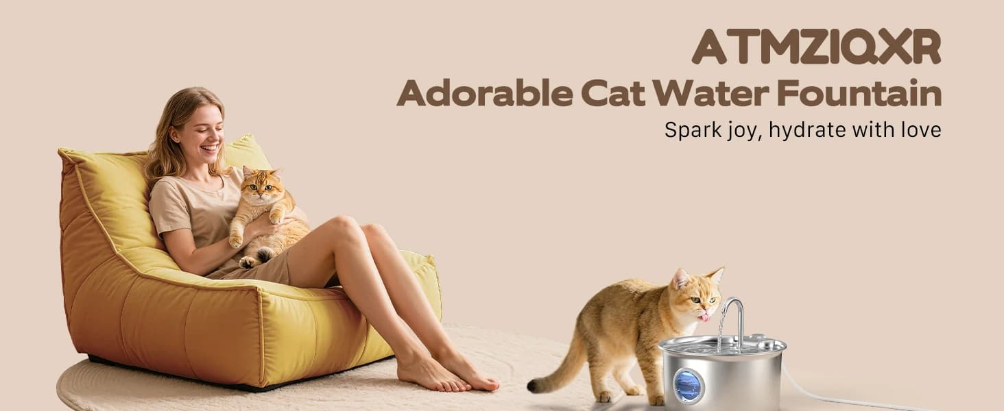 Cat Water Fountain Stainless Steel: Cat Fountain for Drinking - 88oz/2.6L — product details