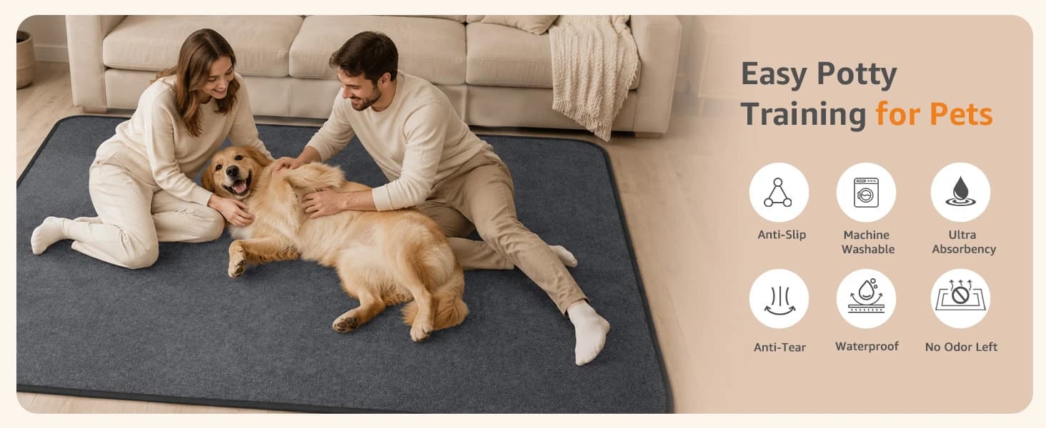 Washable Pee Pads for Dogs — 2 Pack Fast Absorbent Dog Mats,72"x72" — product details
