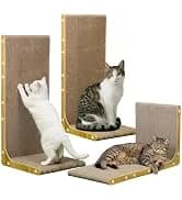 3-Pack Cardboard Cat Scratcher for Indoor Cats — 23 Inch L Shaped Vertical Cat Scratching Post — collection imagery