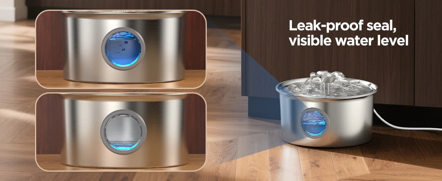 Stainless Steel Cat Water Fountain: 88oz/2.6L Pet Fountain for Drinking — product details