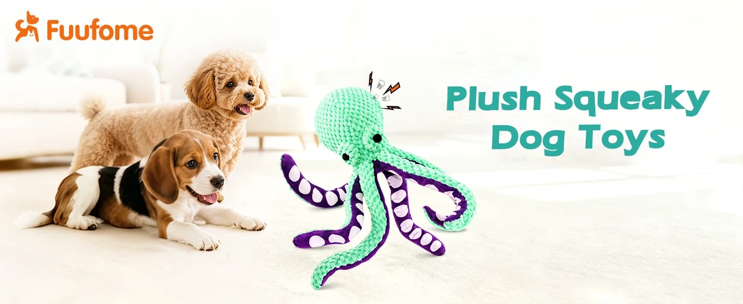 Plush Octopus Dog Toy with Squeaker and Crinkle Paper — product details