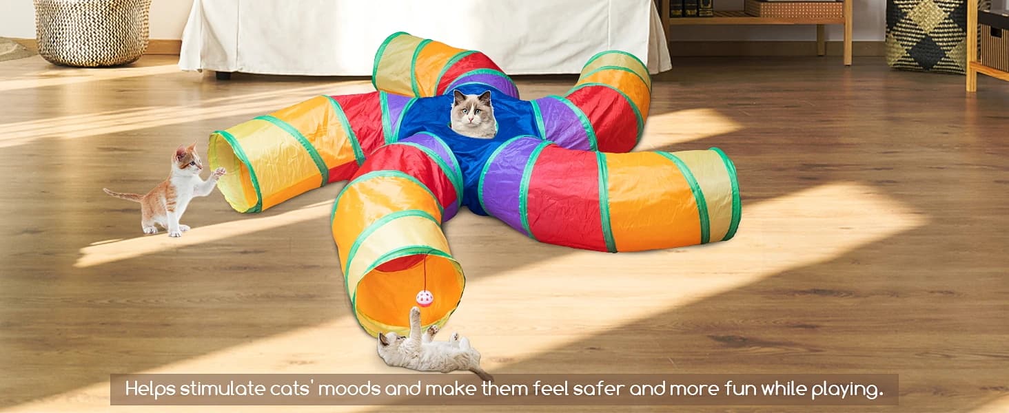 Cat Tunnel for Indoor Cats — Large Collapsible Cat Tube Toys — product details