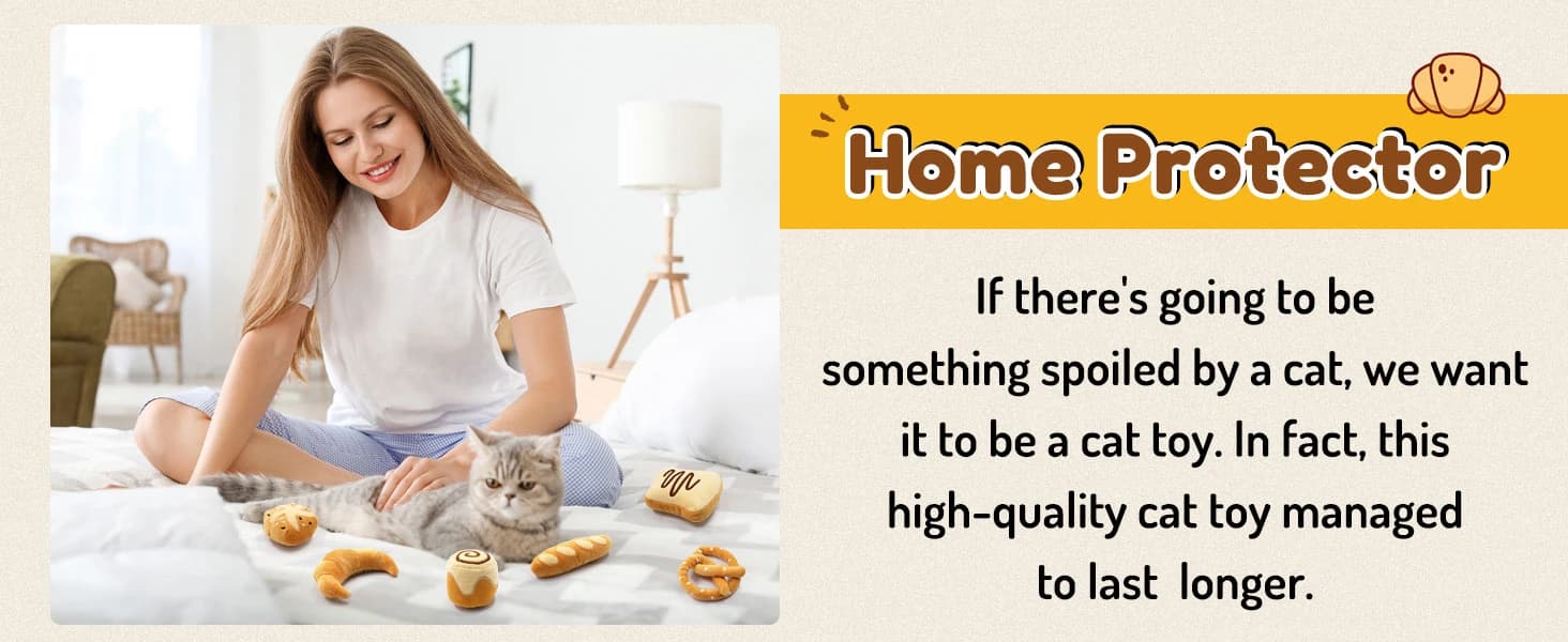 Plush Bread Catnip Toys for Indoor Cats 6 Pack — product details