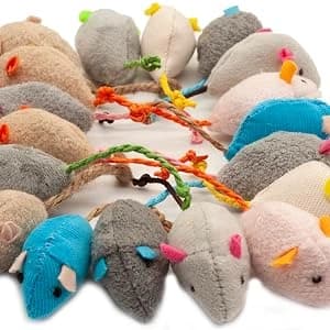Cat Mice Toy 18-Pack Plush Catnip-Filled Mice Toys for Indoor Cats - Realistic Design — 9 Assorted Colors — product details