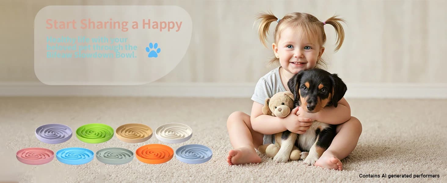 Slow Feeder Dog Bowls, Dishwasher Microwave Safe Silicone Puppy Puzzle Bowl with Non-Slip Design for Eating — product details