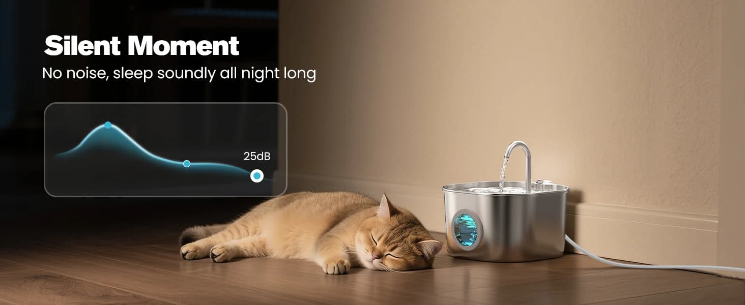 Stainless Steel Cat Water Fountain: Pet Fountains for Cats/Dog Indoor 74oz — product details