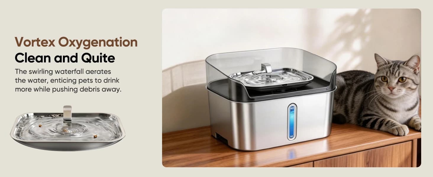 No Spill Dog Water Fountain Stainless Steel — Large 8L/2.1Gal Ultra Quiet — collection imagery