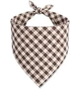 Cotton Linen Dog Bandana 1 Pack — Brown Khaki Gingham Dog Scarf — collection imagery