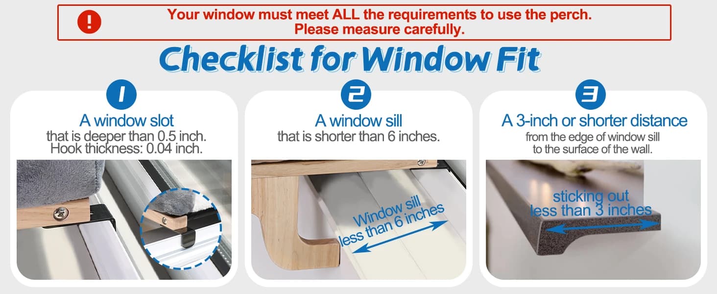 Easy Seat Cat Perch for Windowsill — Attention: Please read the checklist carefully before ordering.