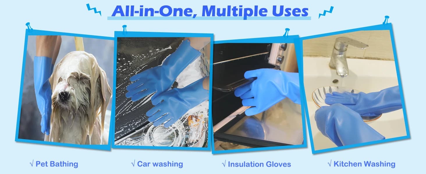 Silicone Pet Grooming Gloves Dog Washing Gloves for Bathing Massaging — product details