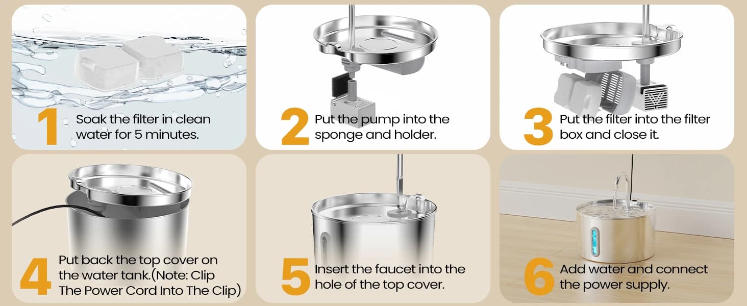 Cat Water Fountain Stainless Steel: 2.2 L Cat Fountain for Drinking - Automatic Pet Water Fountain for Cats — product details