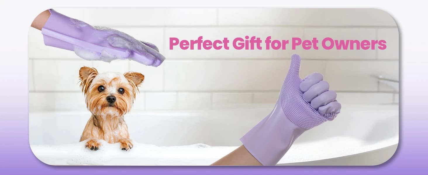 Silicone Pet Grooming Gloves Dog Washing Gloves for Bathing — 1 Pair — product details