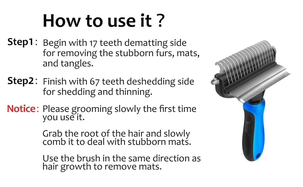 [ 2 in 1 design ] Undercoat Rake and Deshedding Tool for Dogs and Cats - Dematting Comb for Long Hair Pets — product details