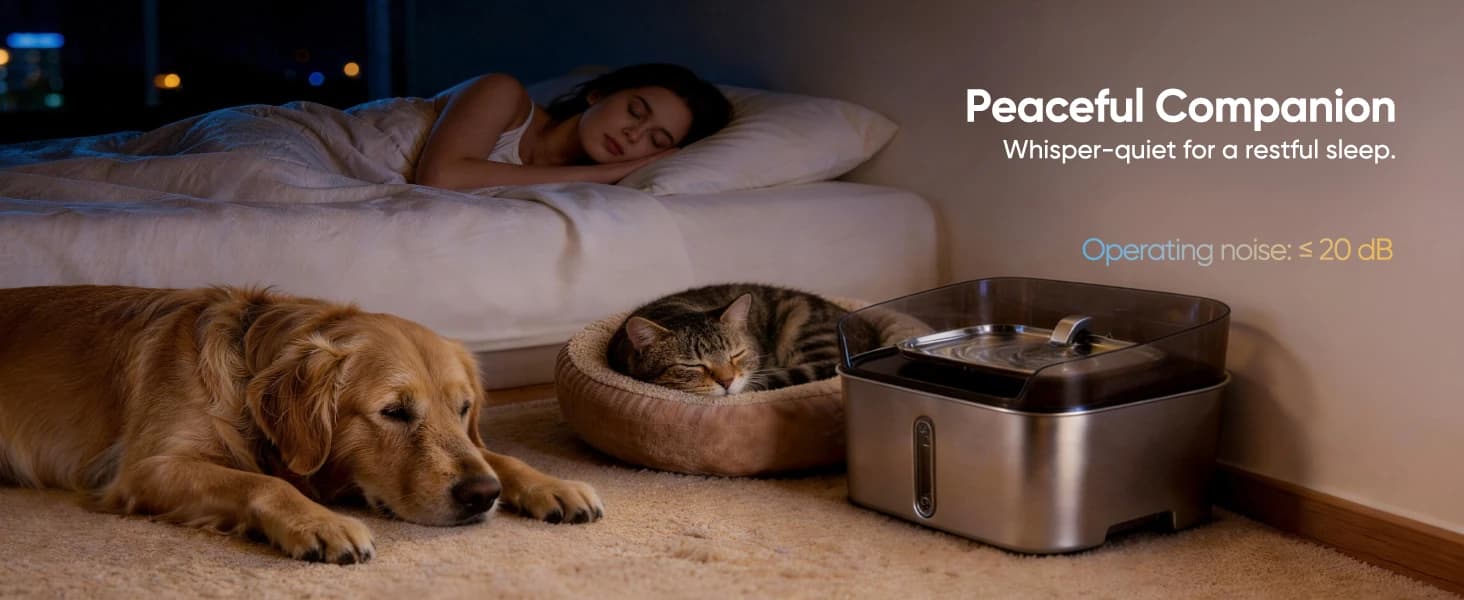 No Spill Dog Water Fountain Stainless Steel — Large 8L/2.1Gal Ultra Quiet — collection imagery