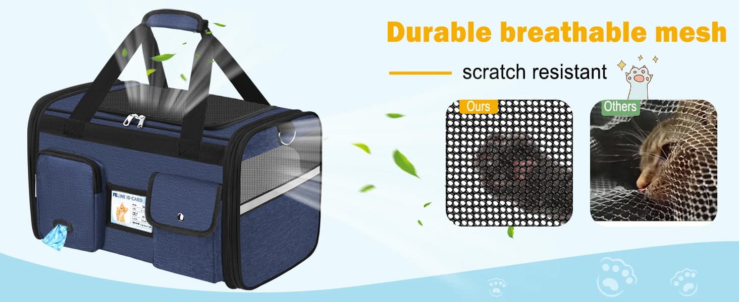 Large Cat Carrier — Soft Sided Travel Pet Carrier Airline Approved — product details