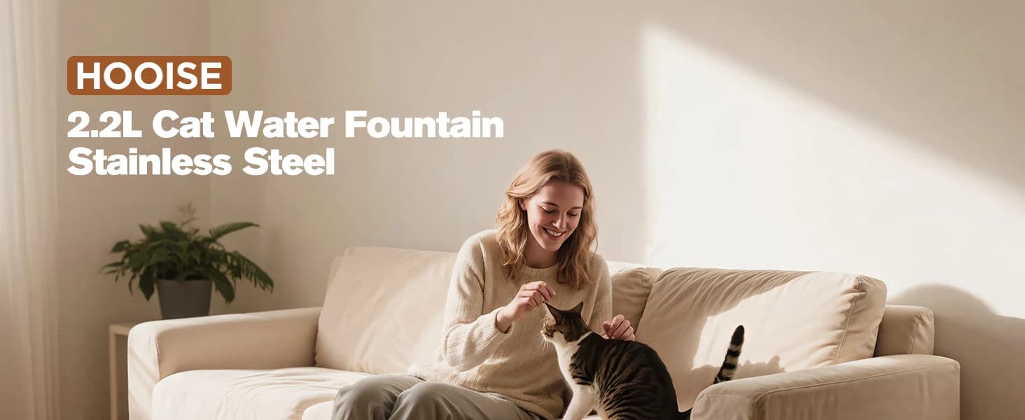 Stainless Steel Cat Water Fountain: Pet Fountains for Cats/Dog Indoor 74oz — product details