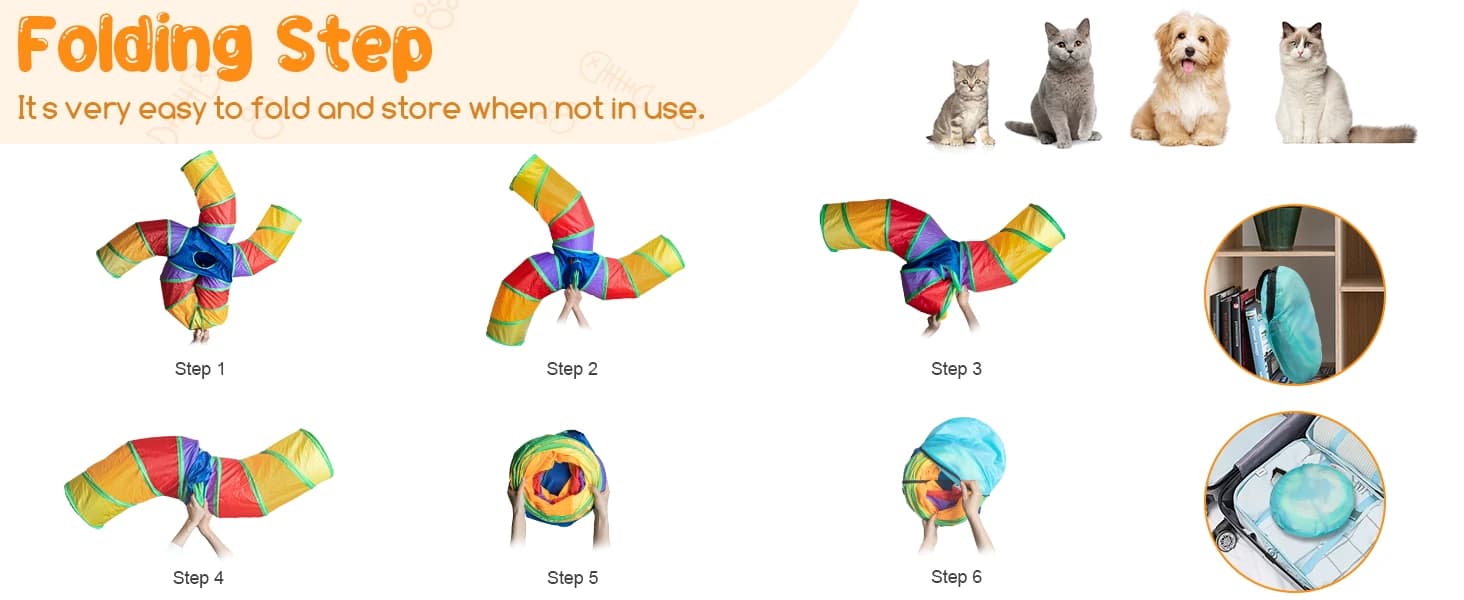 Cat Tunnel for Indoor Cats — Large Collapsible Cat Tube Toys — product details