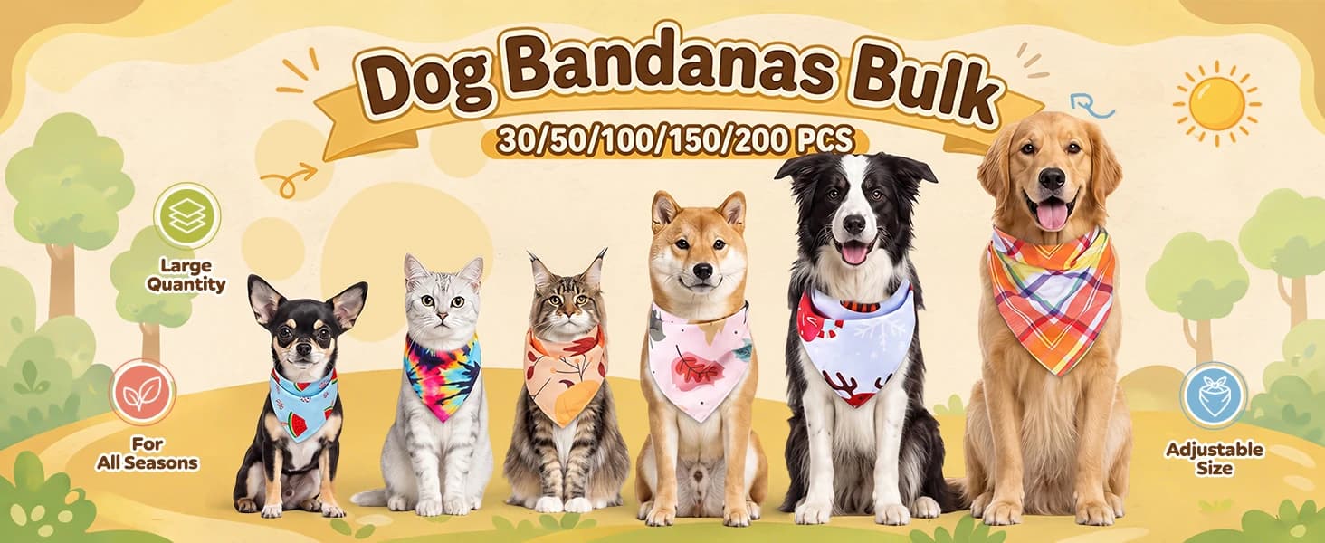 100 Pcs Paw Dog Bandanas Bulk Pet Paw Grooming Bandanas for Dogs — product details