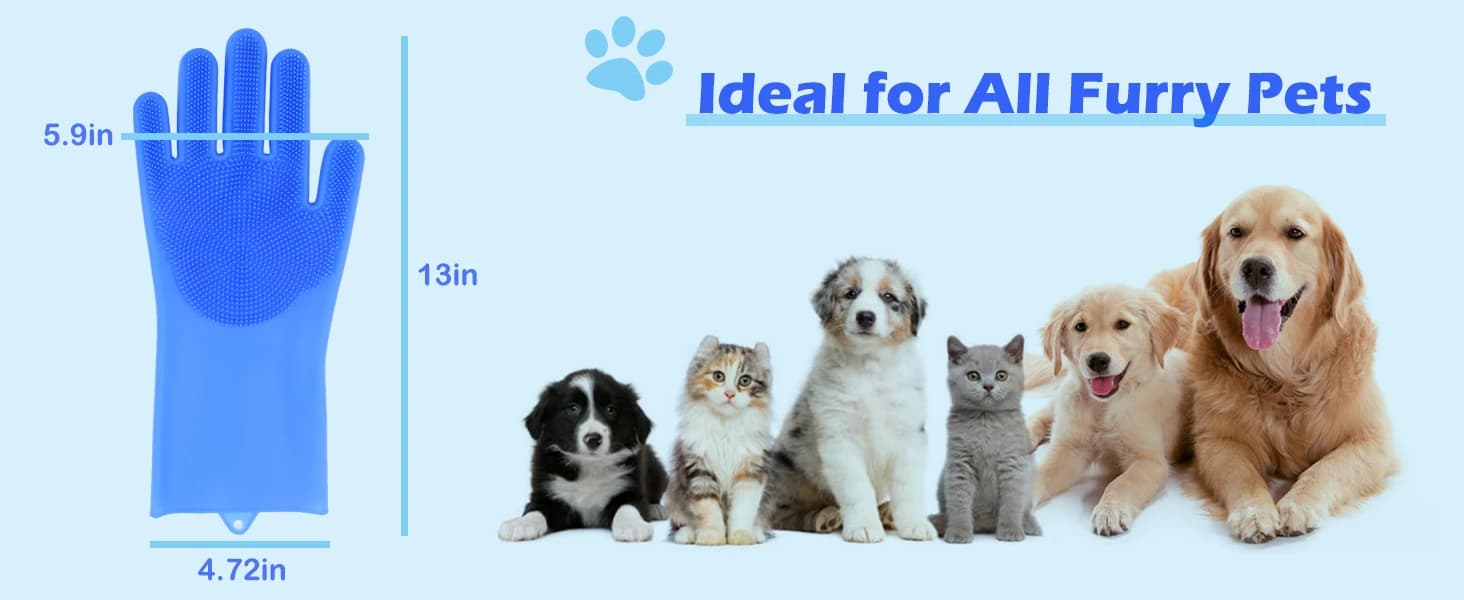 Silicone Pet Grooming Gloves Dog Washing Gloves for Bathing Massaging — Product Parameters