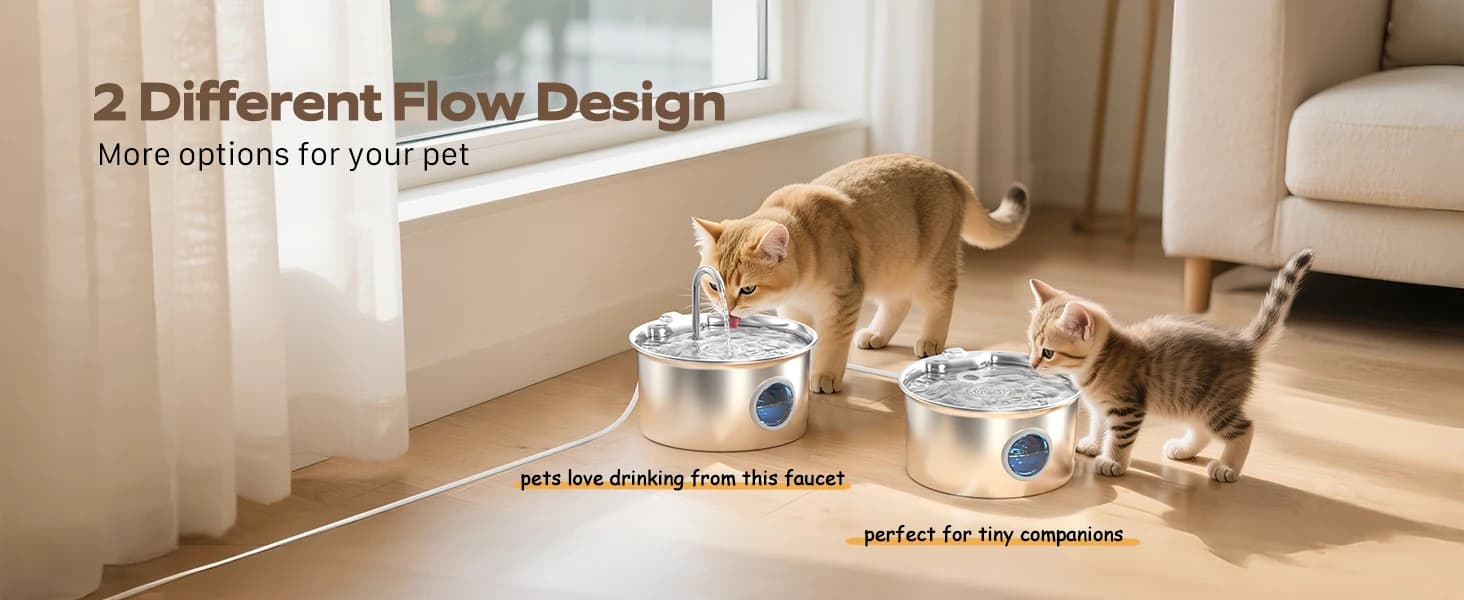 Cat Water Fountain Stainless Steel: Cat Fountain for Drinking - 88oz/2.6L — product details