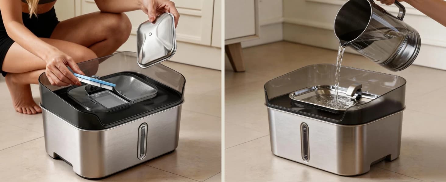 No Spill Dog Water Fountain Stainless Steel — Large 8L/2.1Gal Ultra Quiet — collection imagery
