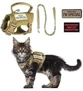 Tactical Cat Harness and Leash Set for Walking Escape Proof Adjustable Large Cat Vest Harness with Patches Soft — collection imagery