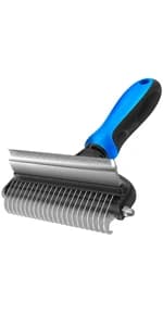[ 2 in 1 design ] Undercoat Rake and Deshedding Tool for Dogs and Cats - Dematting Comb for Long Hair Pets — product details