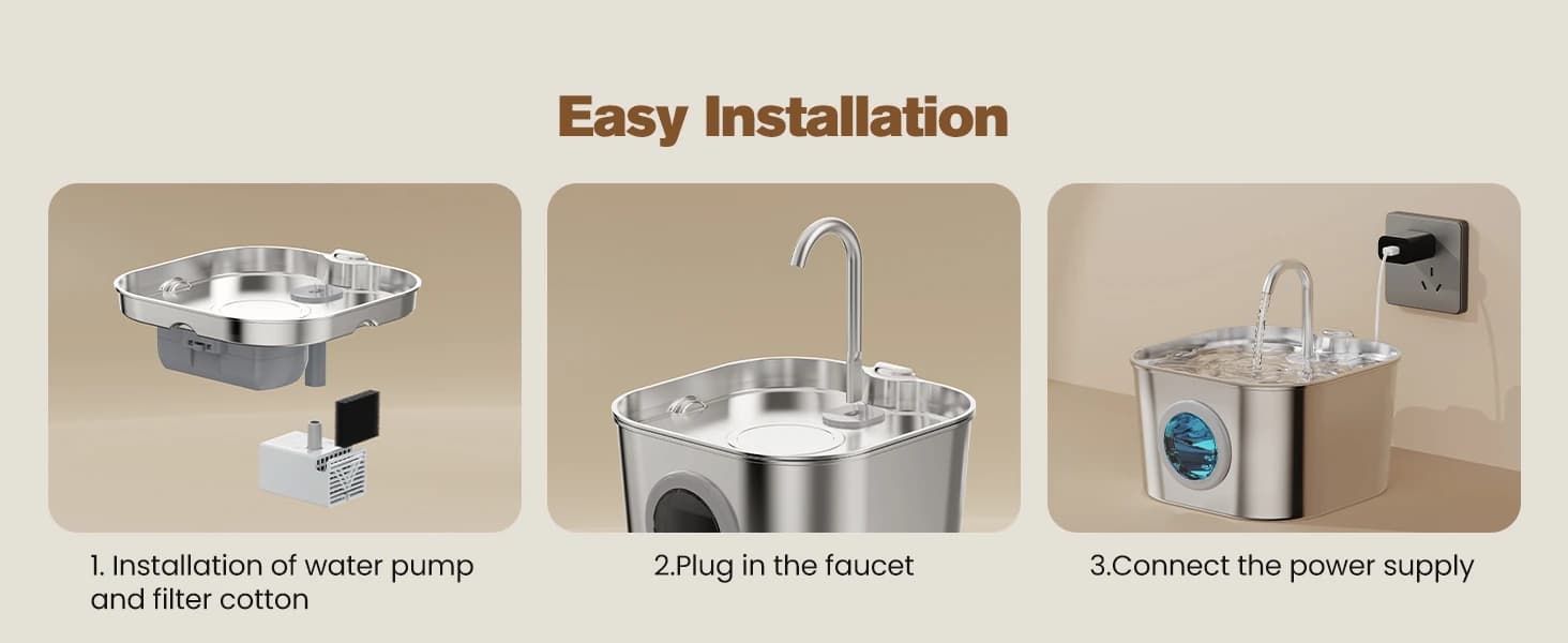 Stainless Steel Cat Water Fountain: Pet Fountains for Cats/Dog Indoor 74oz — product details