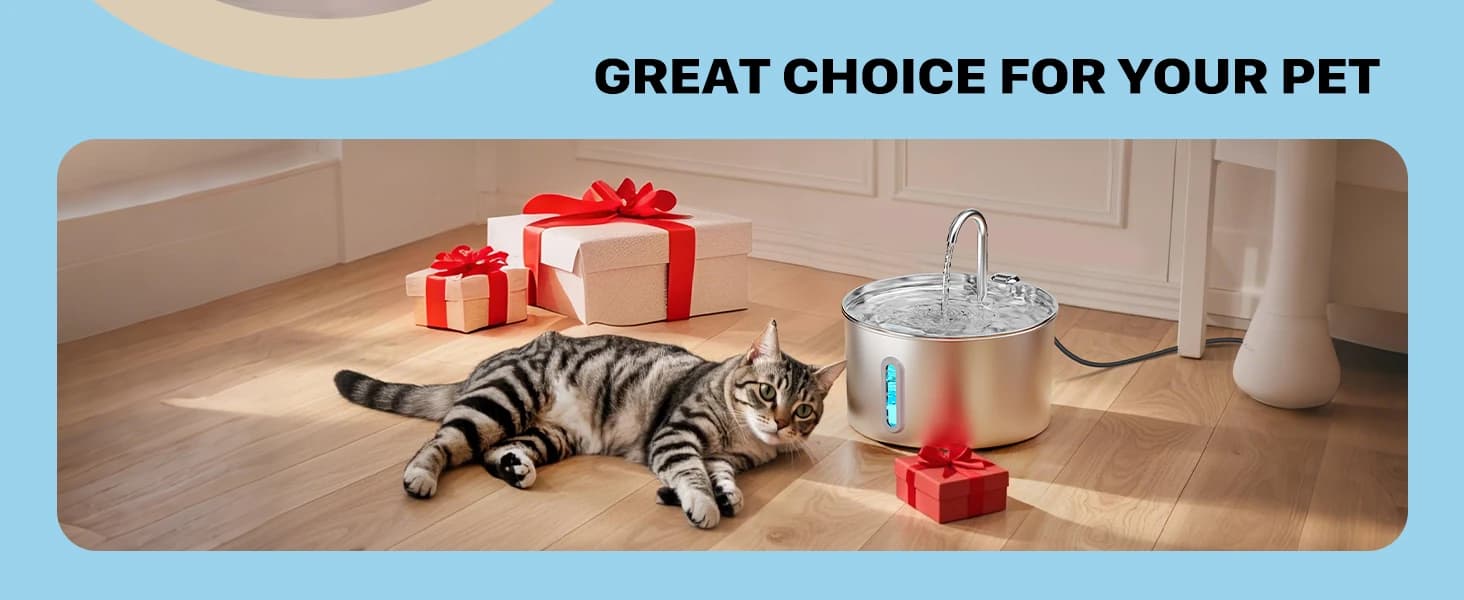 Cat Water Fountain Stainless Steel: 2.2 L Cat Fountain for Drinking - Automatic Pet Water Fountain for Cats — product details