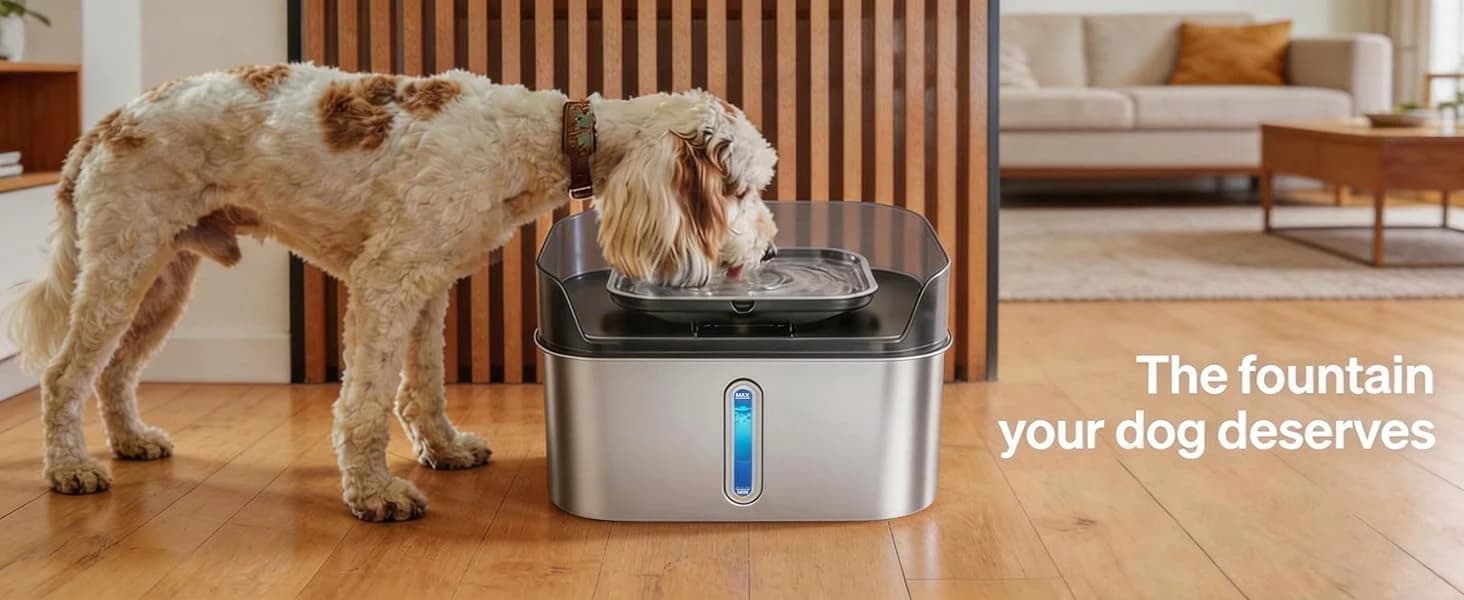 No Spill Dog Water Fountain Stainless Steel — Large 8L/2.1Gal Ultra Quiet — collection imagery