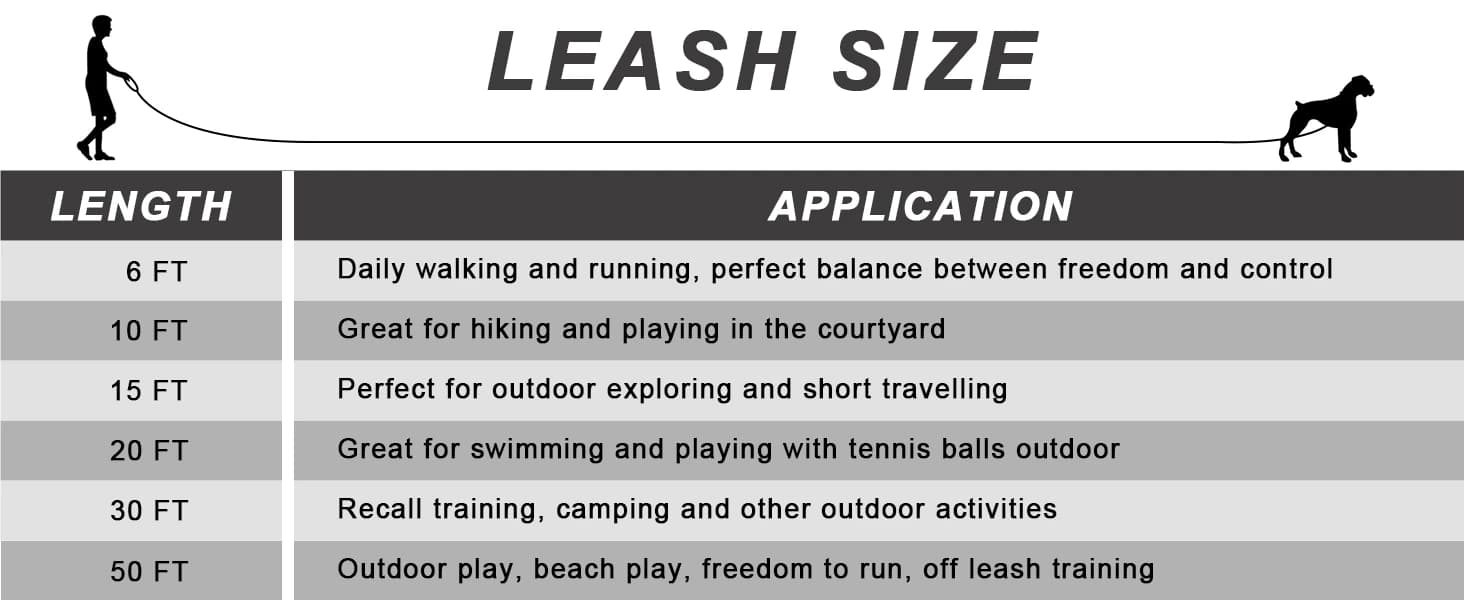 Long Dog Leash Waterproof Training Leashes 50ft 30ft 20ft 15ft 10ft 6ft — product details
