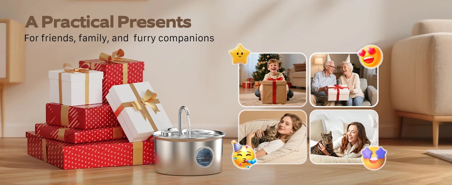 Cat Water Fountain Stainless Steel: Cat Fountain for Drinking - 88oz/2.6L — product details