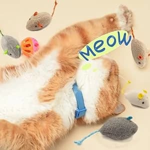 Cat Mice Toy 18-Pack Plush Catnip-Filled Mice Toys for Indoor Cats - Realistic Design — 9 Assorted Colors — collection imagery