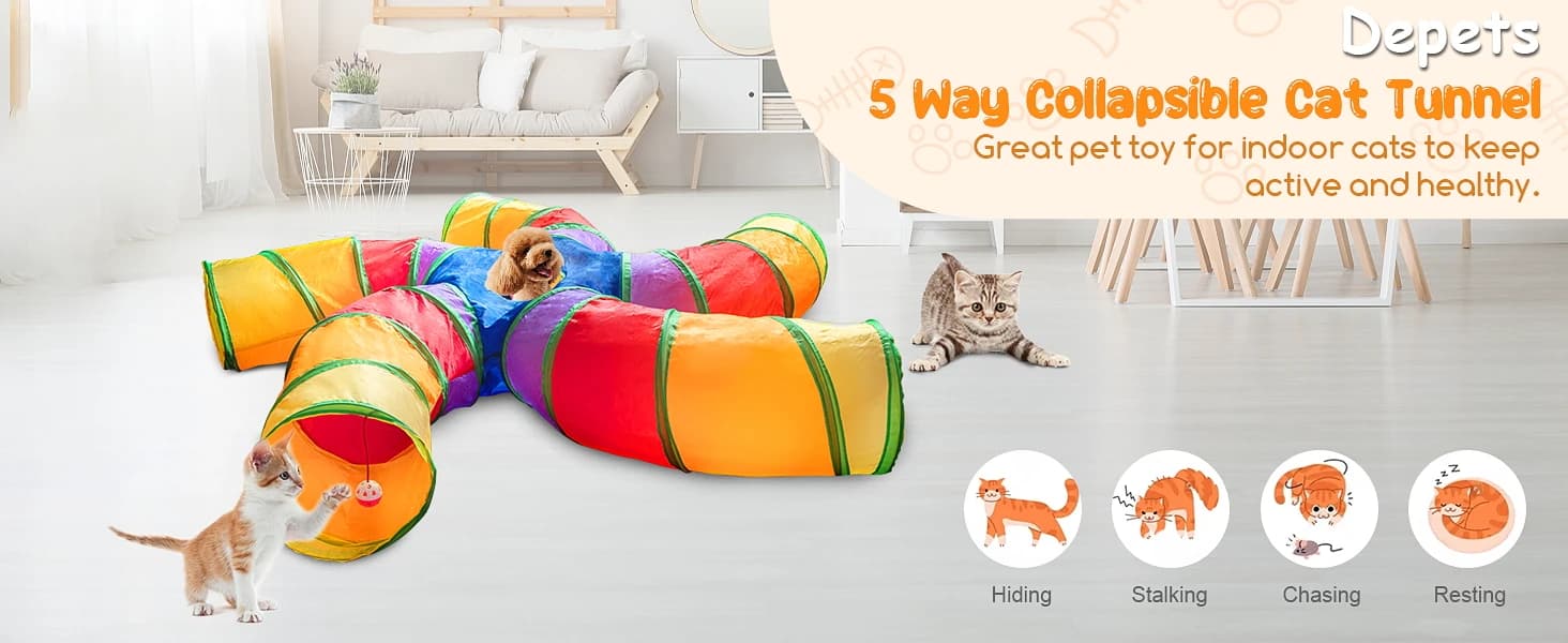 Cat Tunnel for Indoor Cats — Large Collapsible Cat Tube Toys — product details