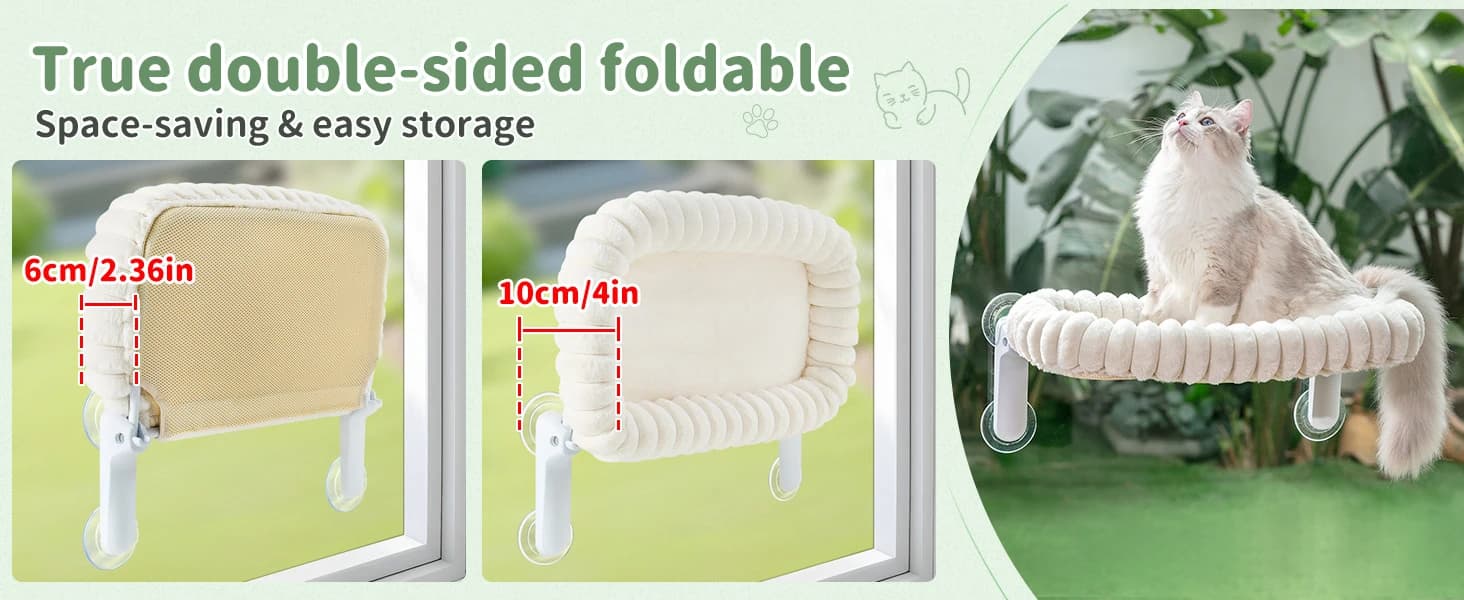 Foldable Cat Window Perch — Large Suction Cup Kitty Hammock — product details
