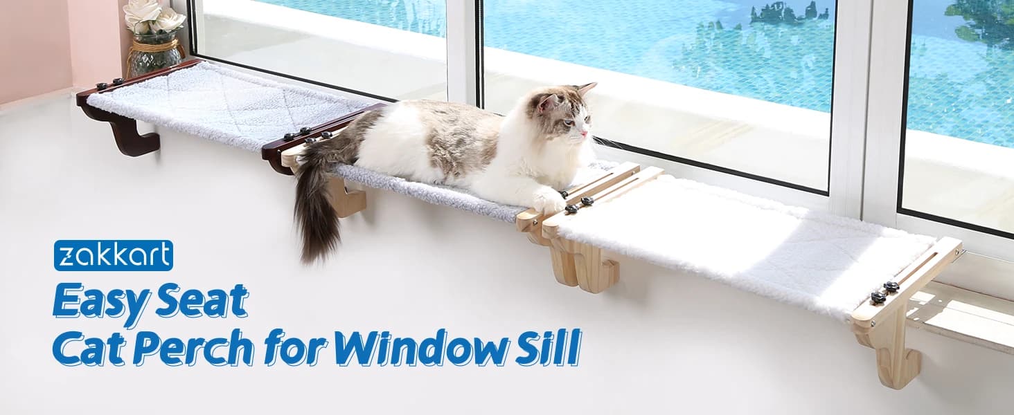 Easy Seat Cat Perch for Windowsill — Two Sizes and Multiple Colors Available, Endless Joy