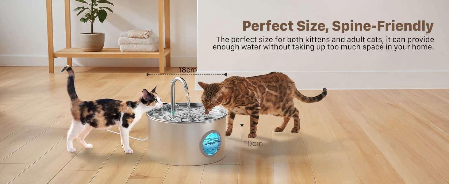 Cat Water Fountain Stainless Steel: 74oz/2.2L Cat Fountain for Drinking — product details
