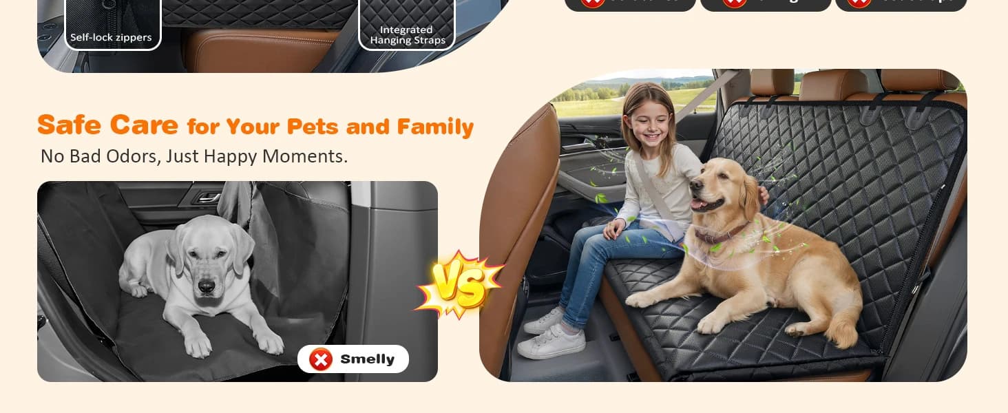 4 in 1 Dog Car Seat Cover for Back Seat — Waterproof Hammock — product details