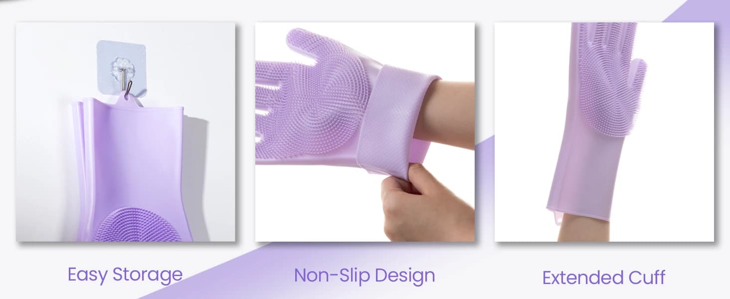 Silicone Pet Grooming Gloves Dog Washing Gloves for Bathing — 1 Pair — product details