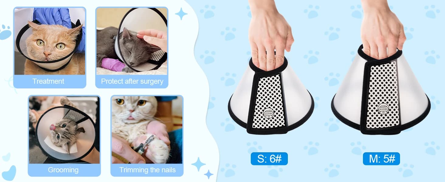 Adjustable Recovery Pet Cone E-Collar for Cats Kittens Rabbits — Plastic Elizabeth Protective Collar Wound — product details