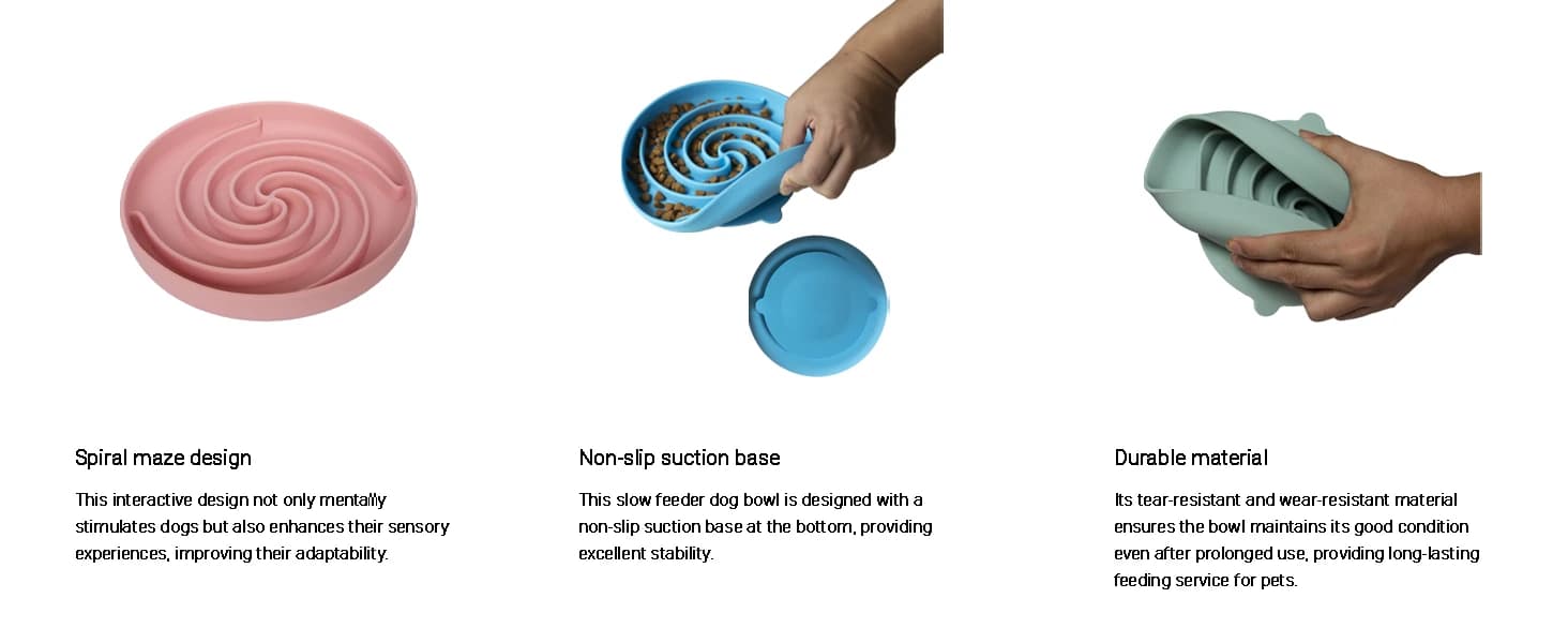 Slow Feeder Dog Bowls, Dishwasher Microwave Safe Silicone Puppy Puzzle Bowl with Non-Slip Design for Eating — product details